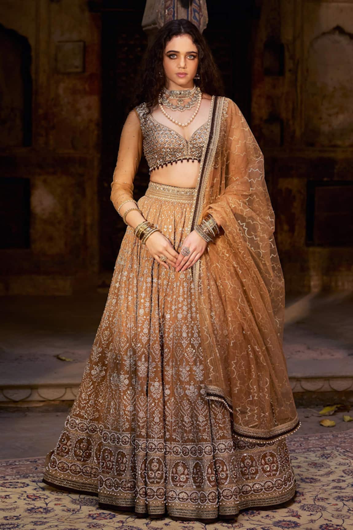 Cedar & Pine Gold Embroidered Lehenga Set 