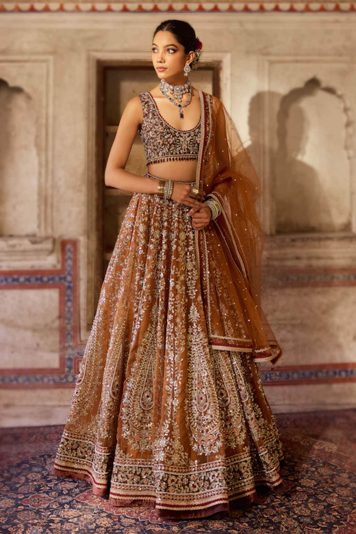 Cedar & Pine Gold Embroidered Lehenga Set 