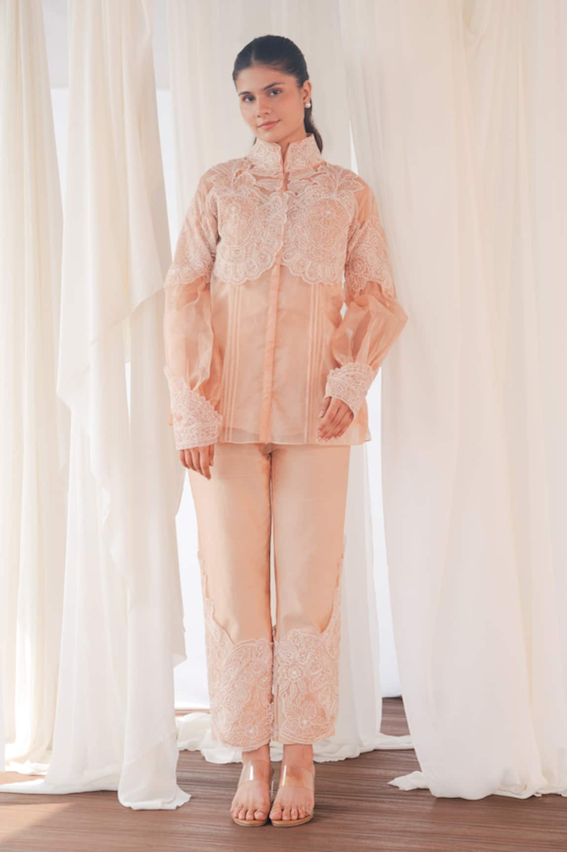 Aanchal Vijaywargi Blush Pink Shadow Shirt 