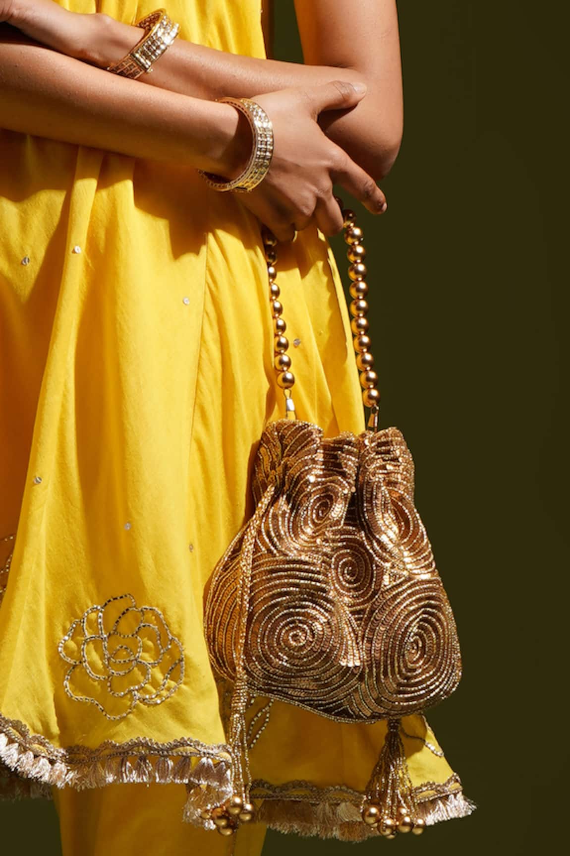 A Clutch Story Matka Sequins Embroidered Potli 
