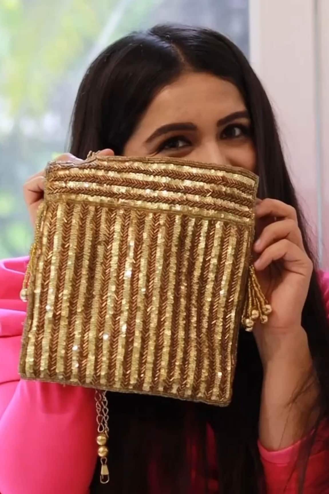 A Clutch Story Antique Sequins Embroidered Potli 