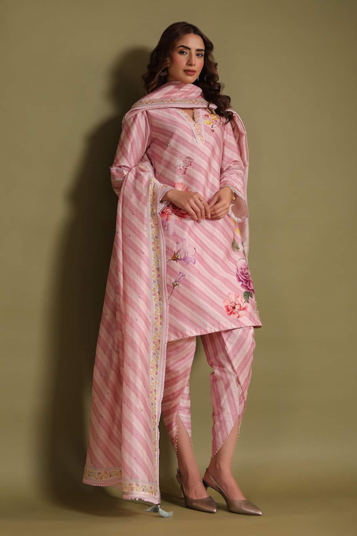 Label Niti Bothra Striped Pink Kurta Set 