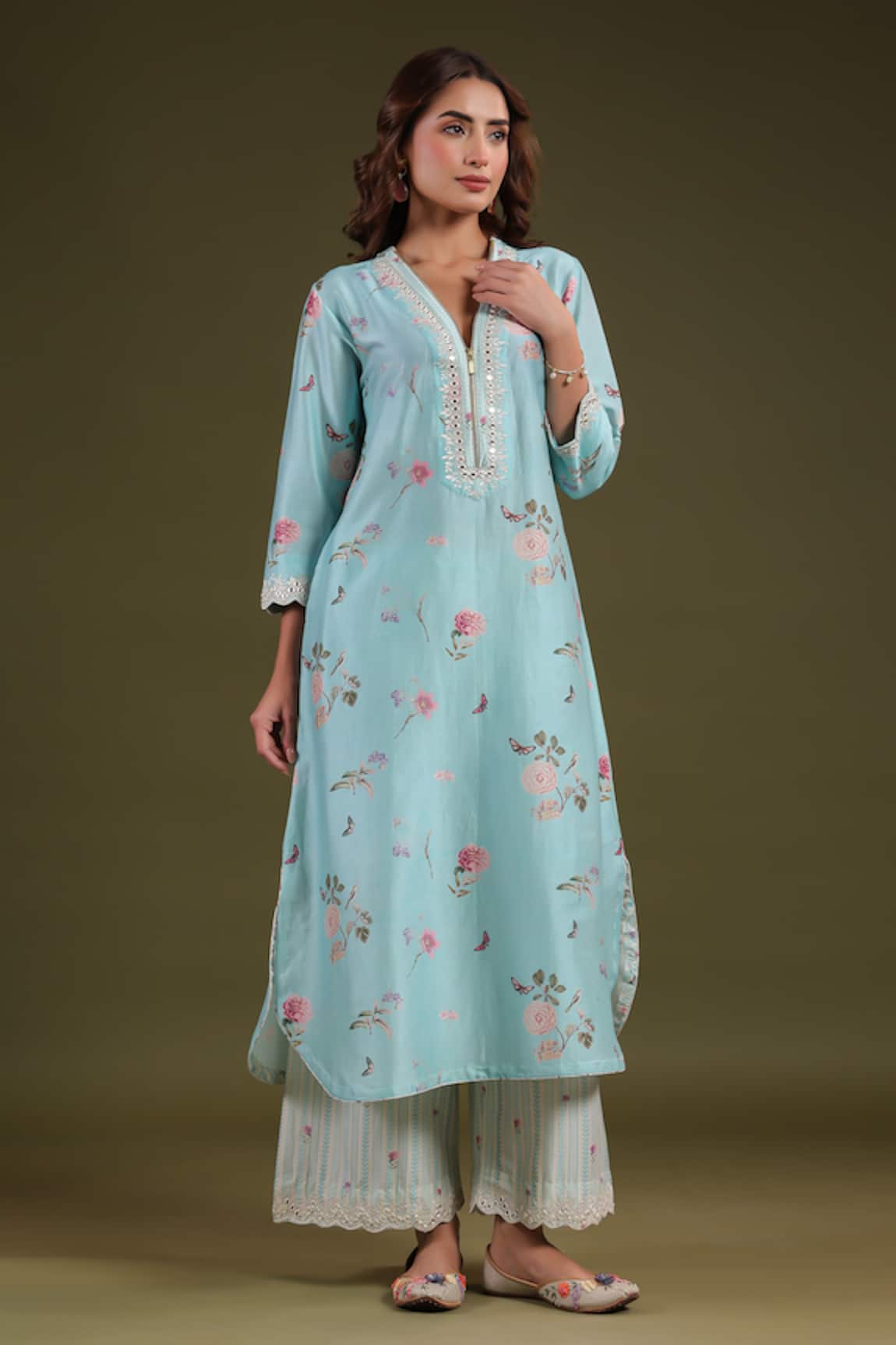 Label Niti Bothra Noor Long Zipper Kurta Set 