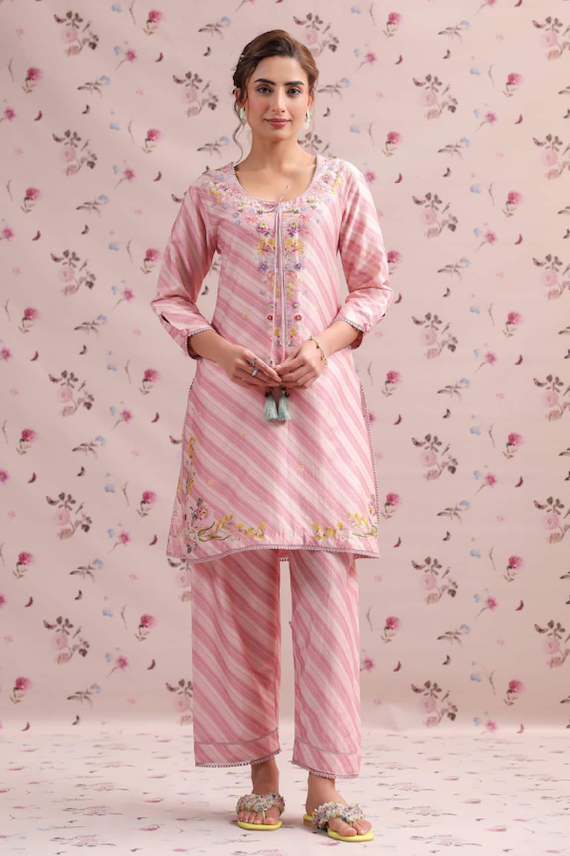 Label Niti Bothra Noor Striped Straight Kurta Set 