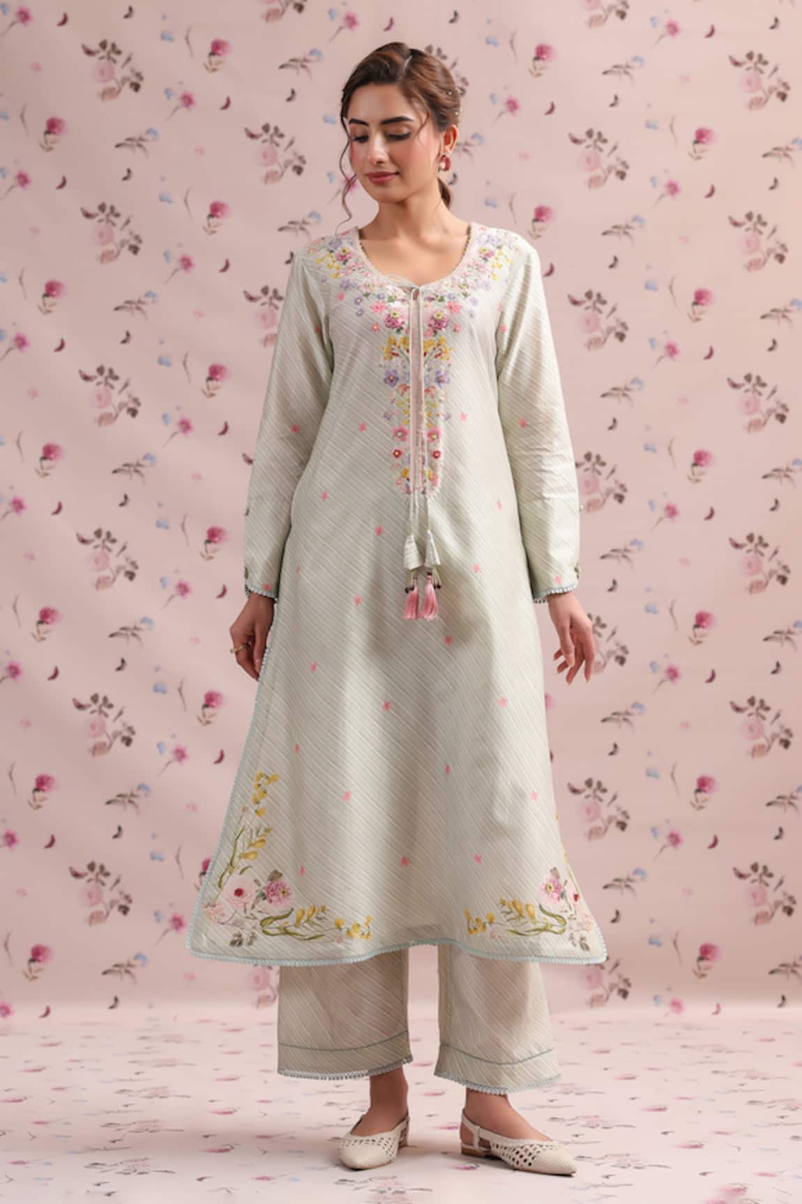 Label Niti Bothra Noor Striped Long Kurta Set 