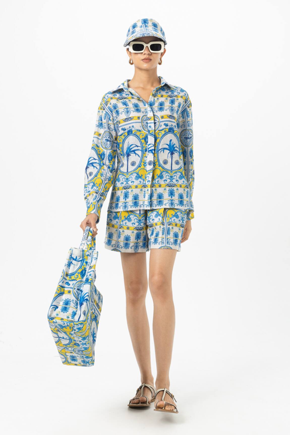 Sobariko Coco Palm Printed Shirt & Shorts Set 