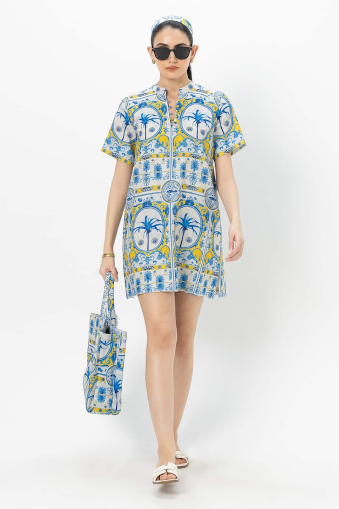 SOBARIKO Coco Palm Multicolor Shift Dress 