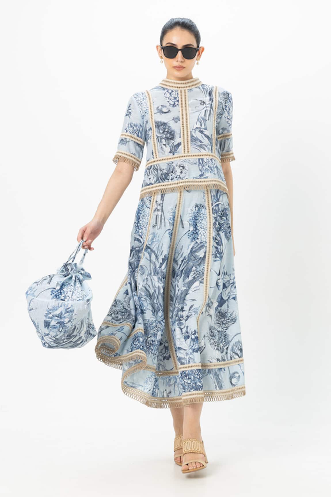 SOBARIKO Bianca Floral Print Skirt Set