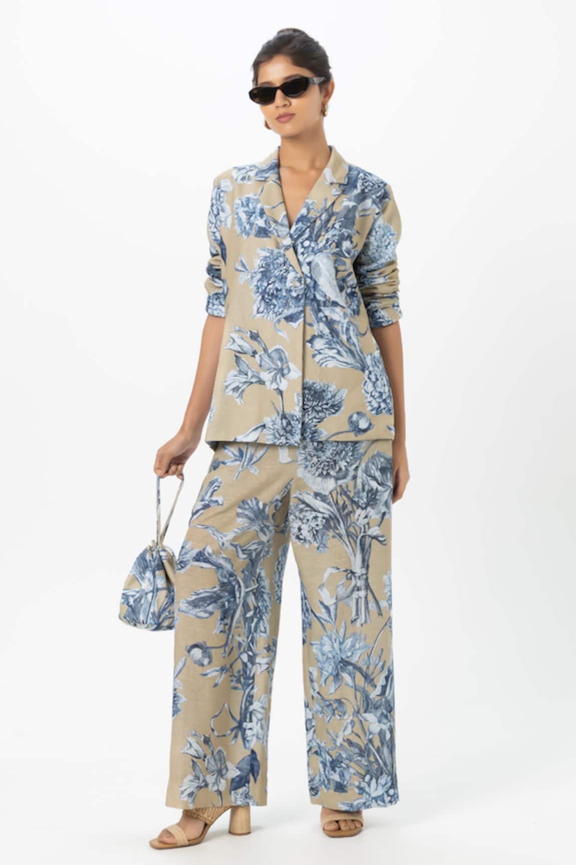 Sobariko Floral Print Blazer & Pant Set 