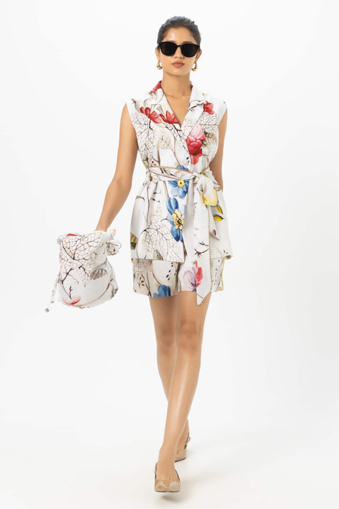 Sobariko Floral Print Jacket Shorts Set 