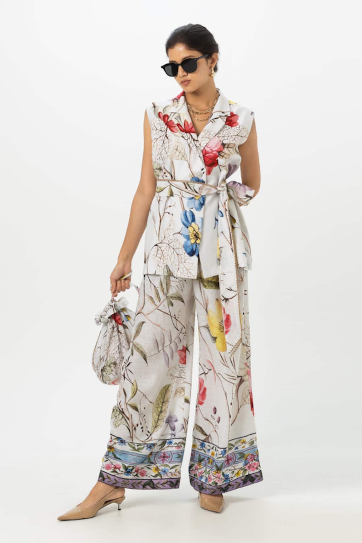 Sobariko Floral Print Jacket Pant Set 