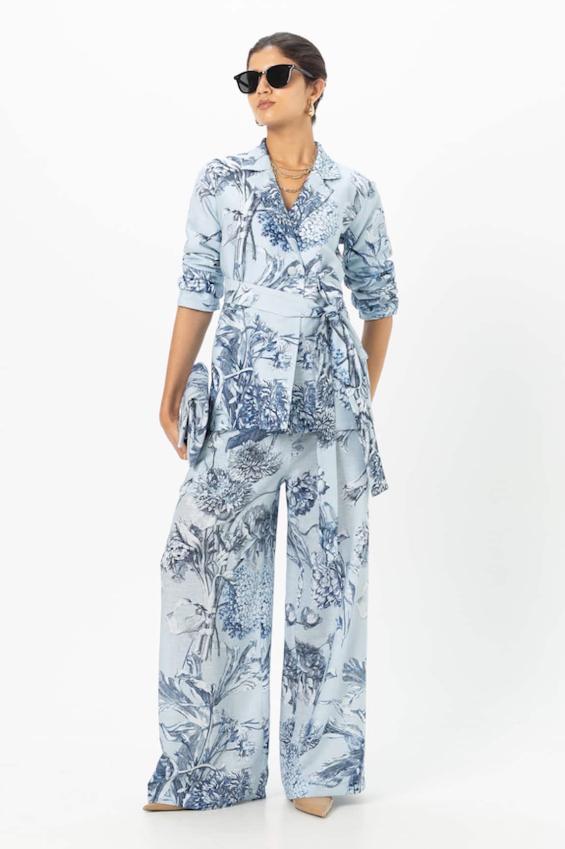 Sobariko Biance Floral Print Blazer Set 