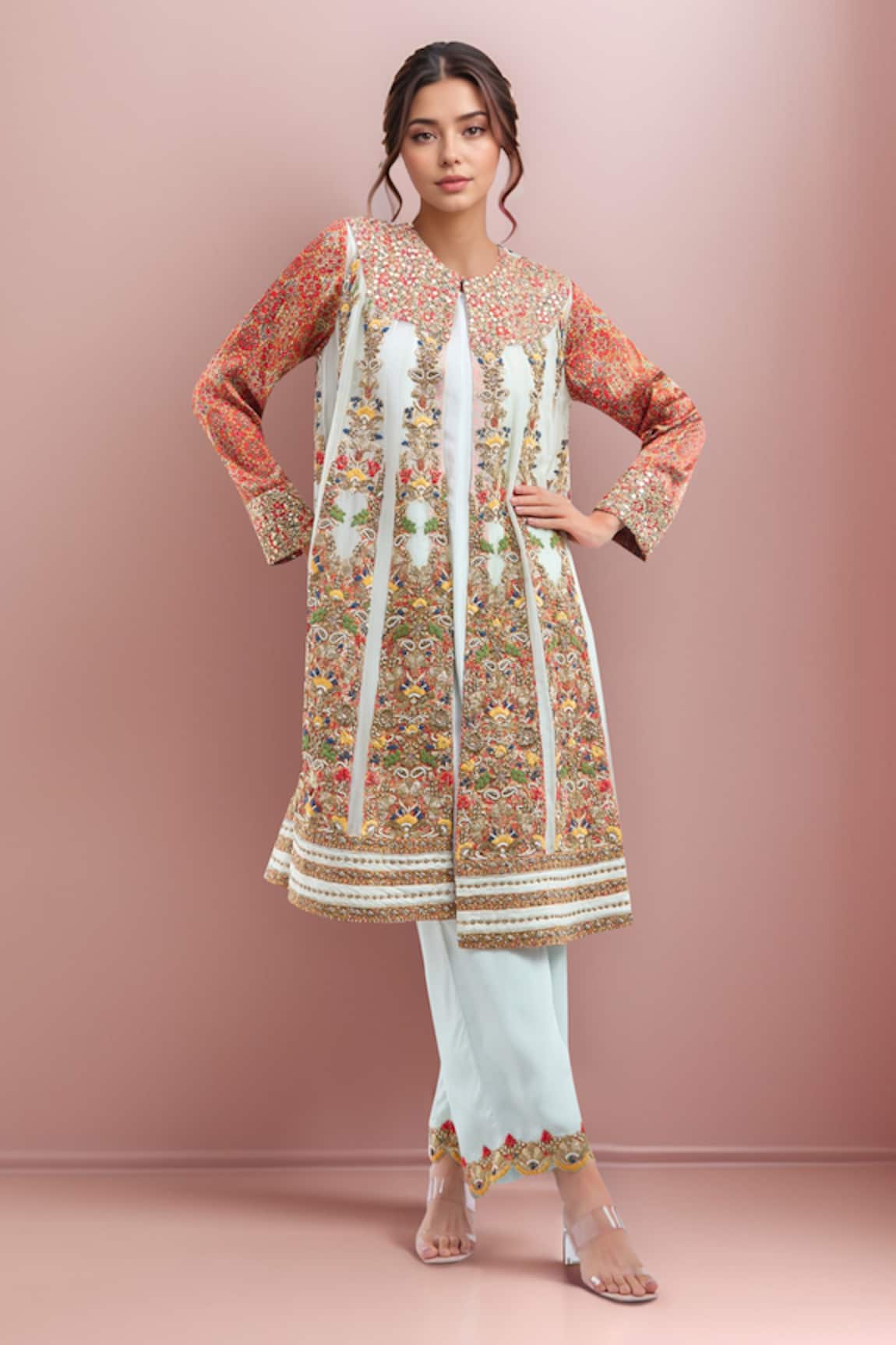Debyani + Co Embroidered Ice Blue Kurta Set 