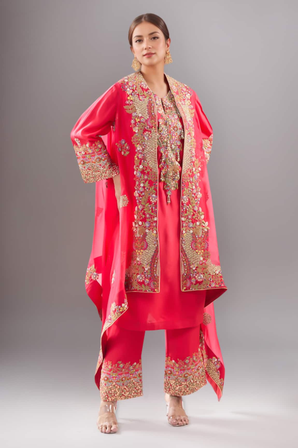 Debyani + Co Resham Embroidered Meena Cape Pant Set 