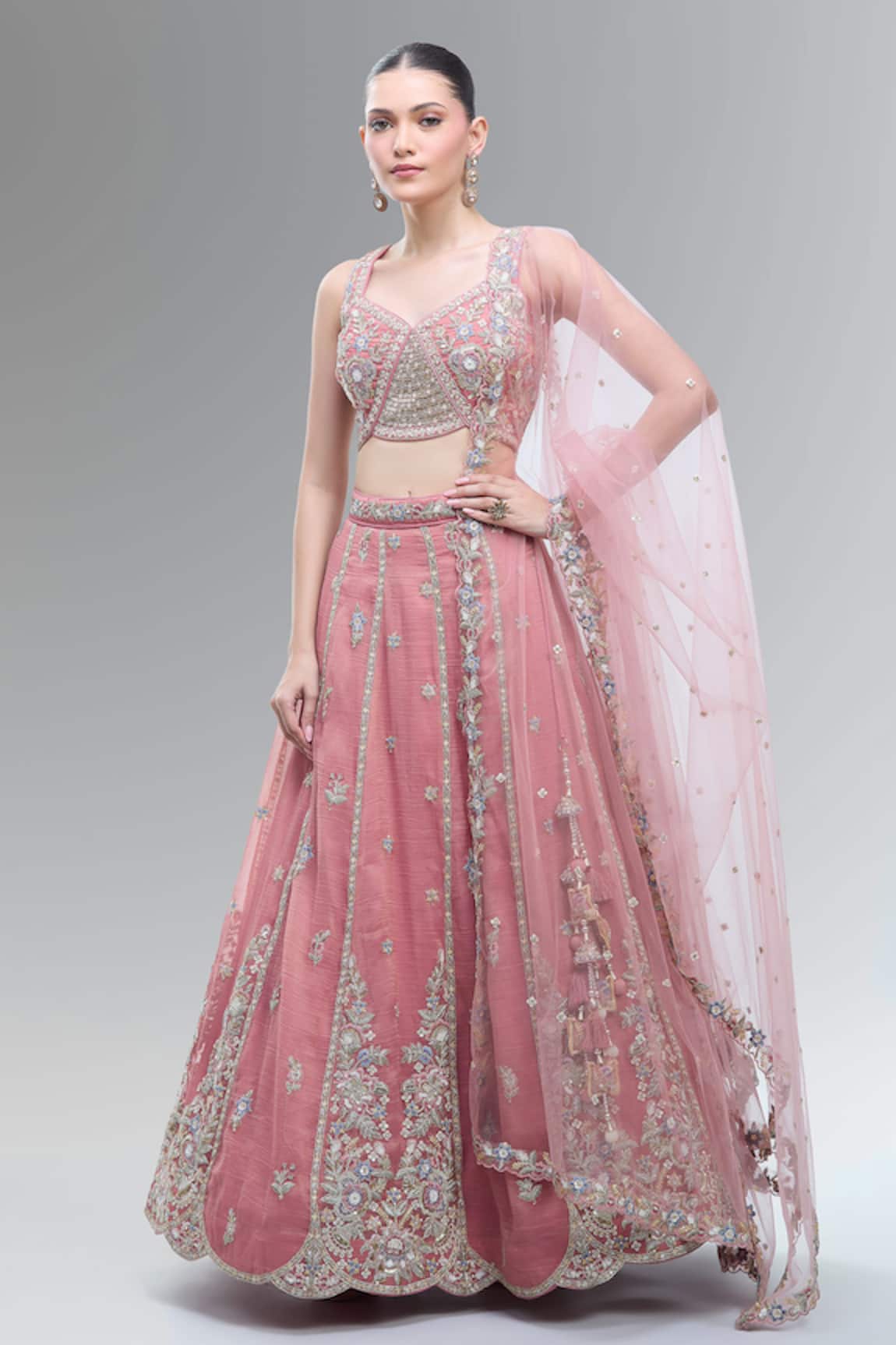 Samyukta Singhania Pink Embroidered Classic Lehenga Set 