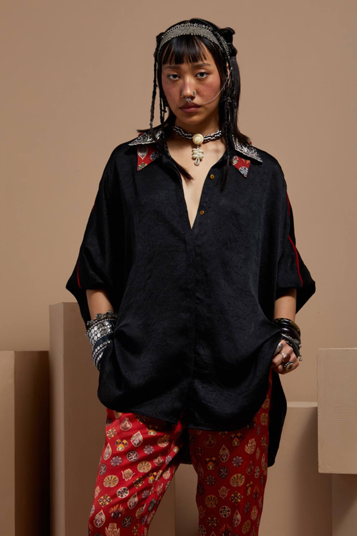 Aseem Kapoor Mandala Embroidered Collar Shirt