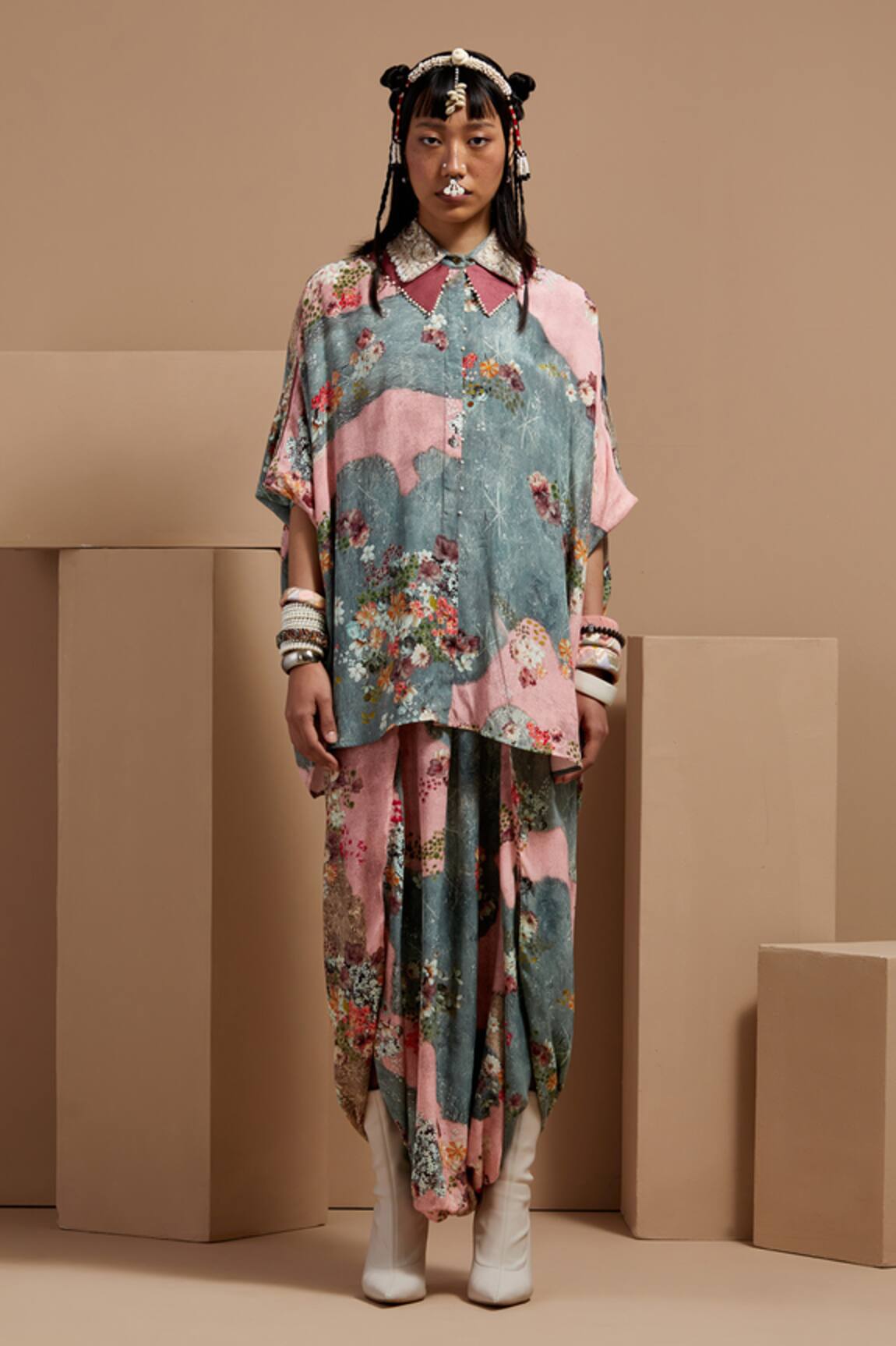 ASEEM KAPOOR Mandala Printed Shirt & Draped Trouser Set 