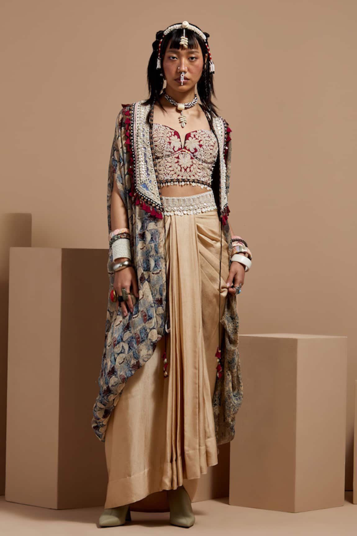 ASEEM KAPOOR Embroidered Sheer Silk Jacket 