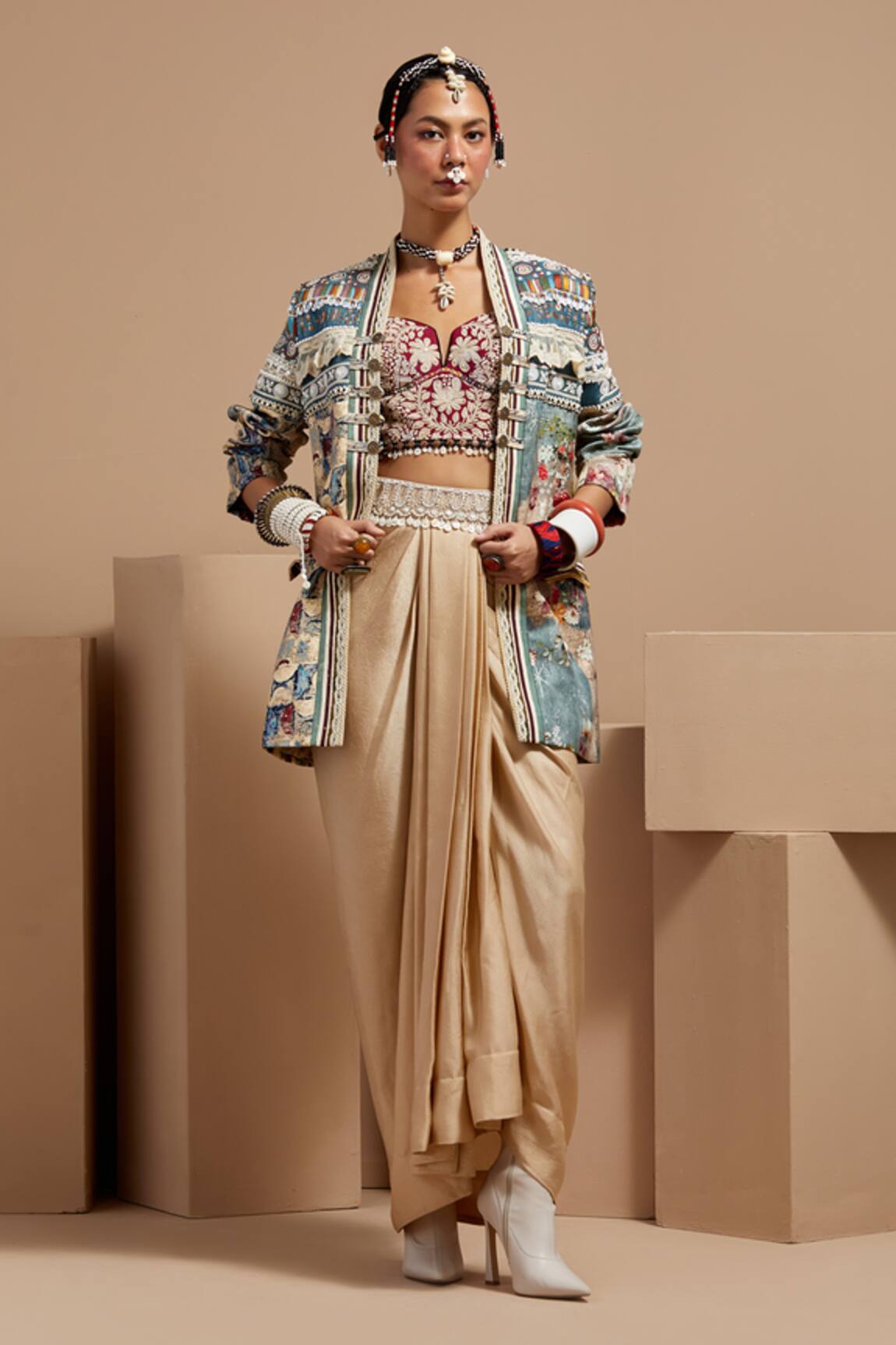 ASEEM KAPOOR Multi Resham Embroidered Jacket Set 