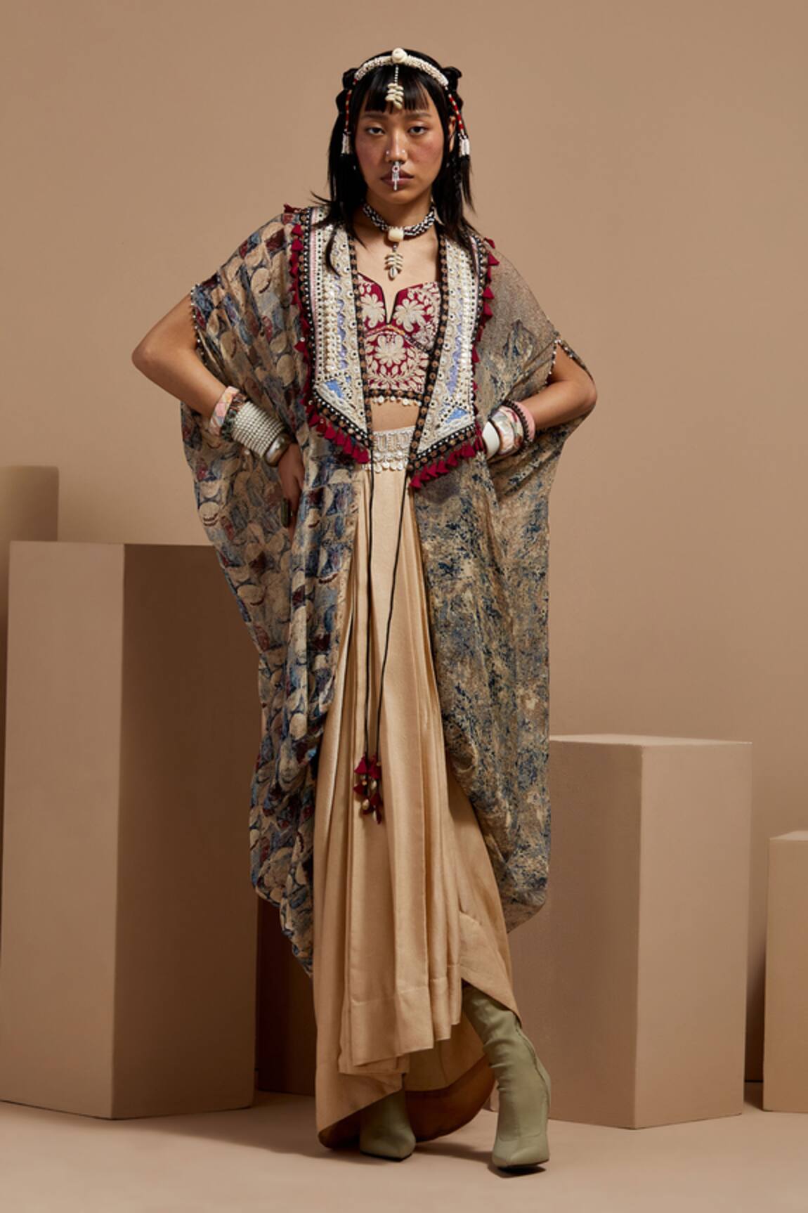 ASEEM KAPOOR Multi Color Resham Embroidered Jacket Set 