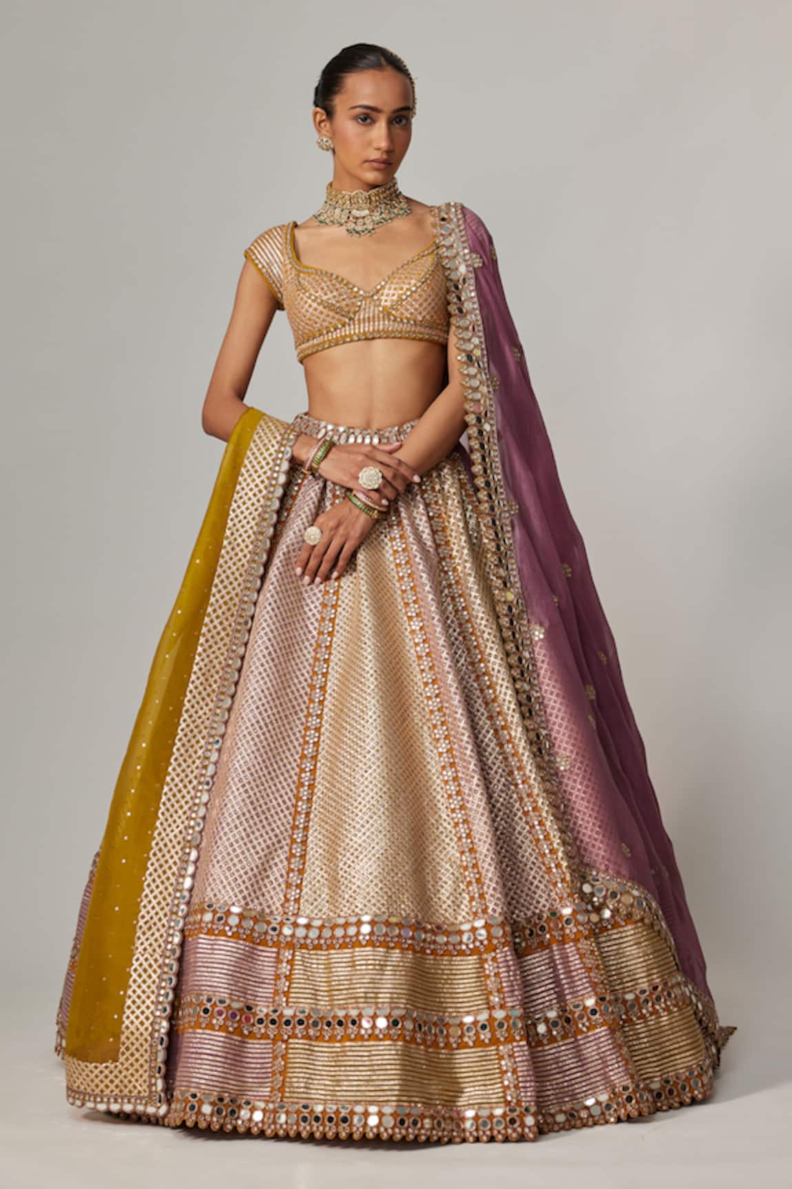 Vvani by Vani Vats Multicolor Heavy Metallic Lehenga Set 