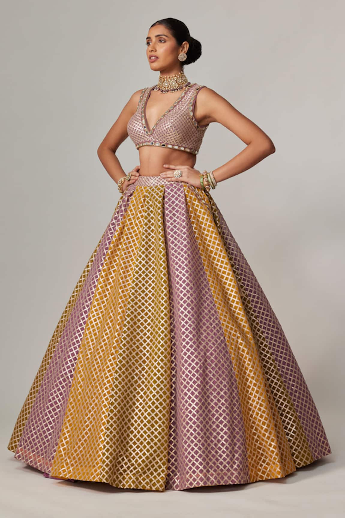Vvani by Vani Vats Multicolor Lehenga Set with Crop Top 