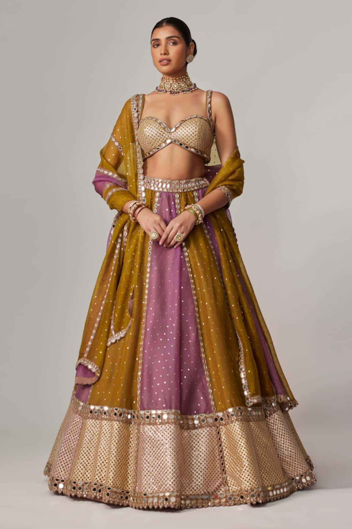 Vvani by Vani Vats Multicolor Gota Embroidered Lehenga Set 