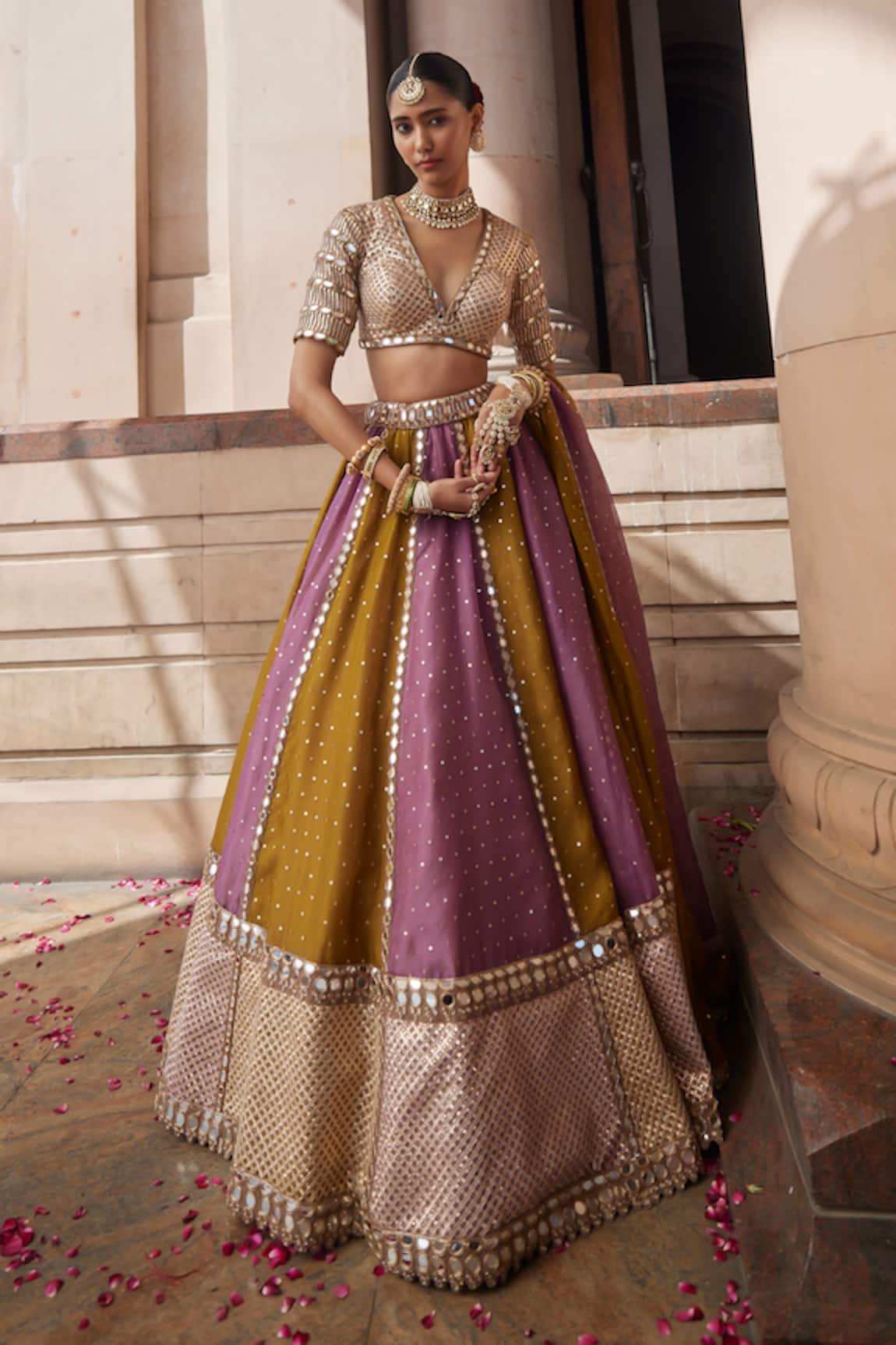 Vvani by Vani Vats Multicolor Gota Embroidered Lehenga Set 