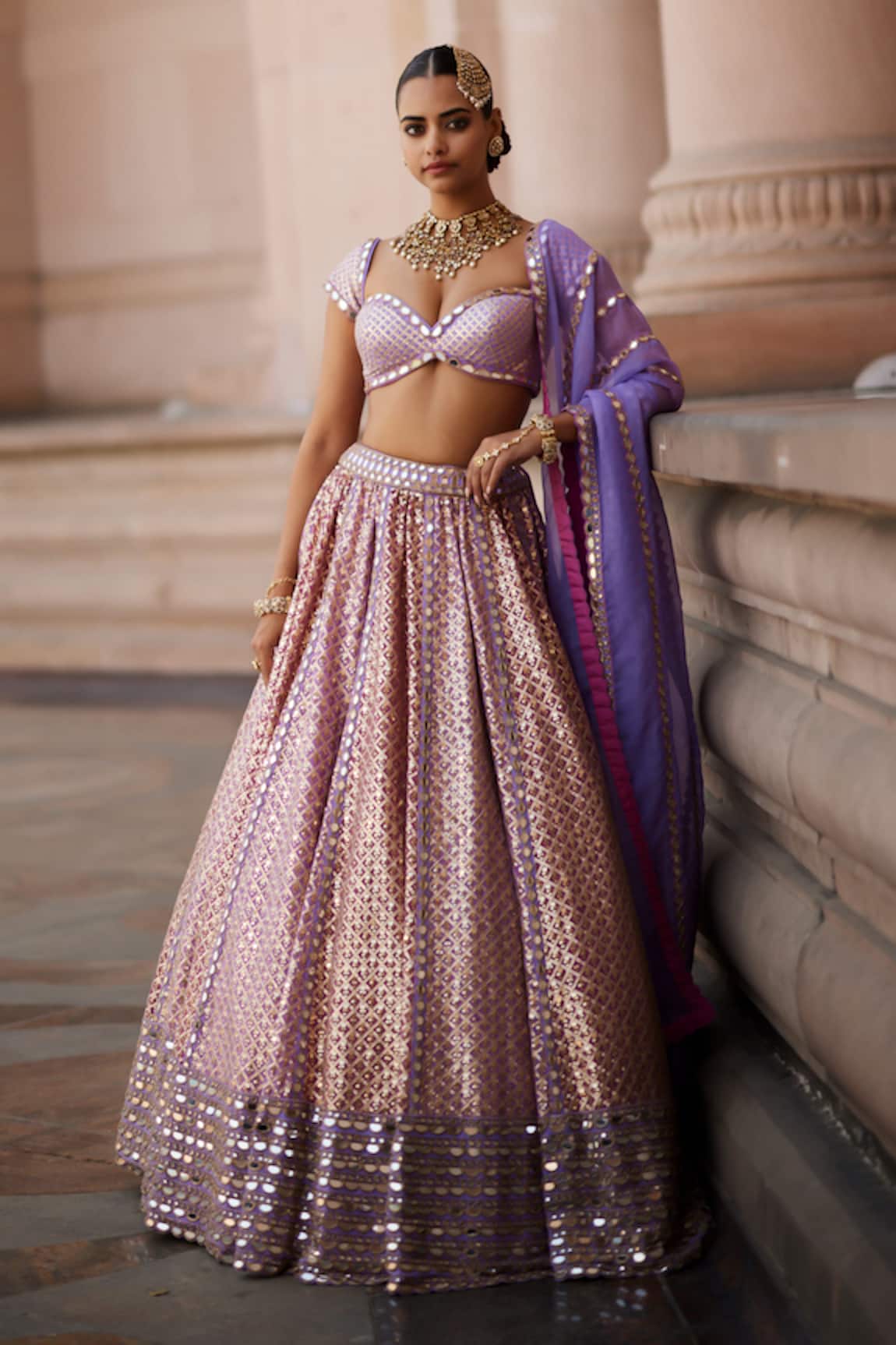 Vvani by Vani Vats Multicolor Gota Lehenga Set 