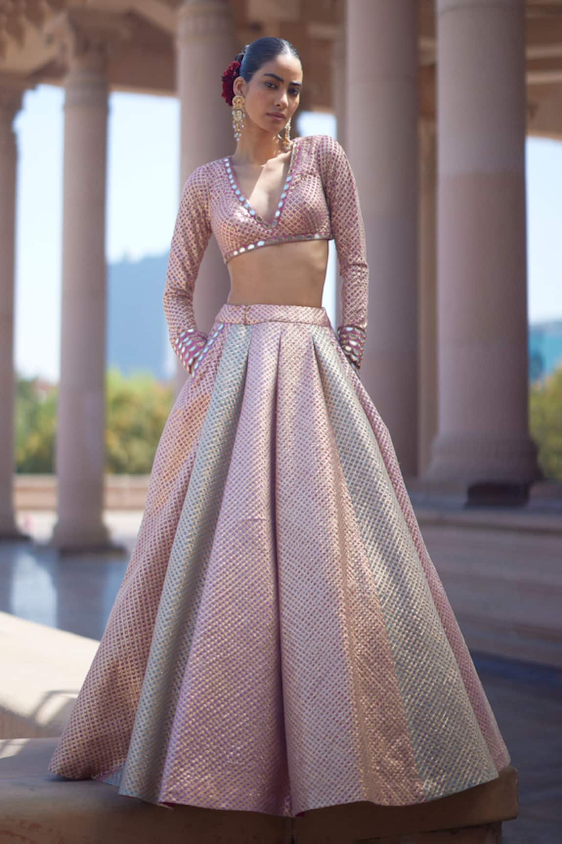 Vvani by Vani Vats Multicolor Gota Embroidered Lehenga Set 