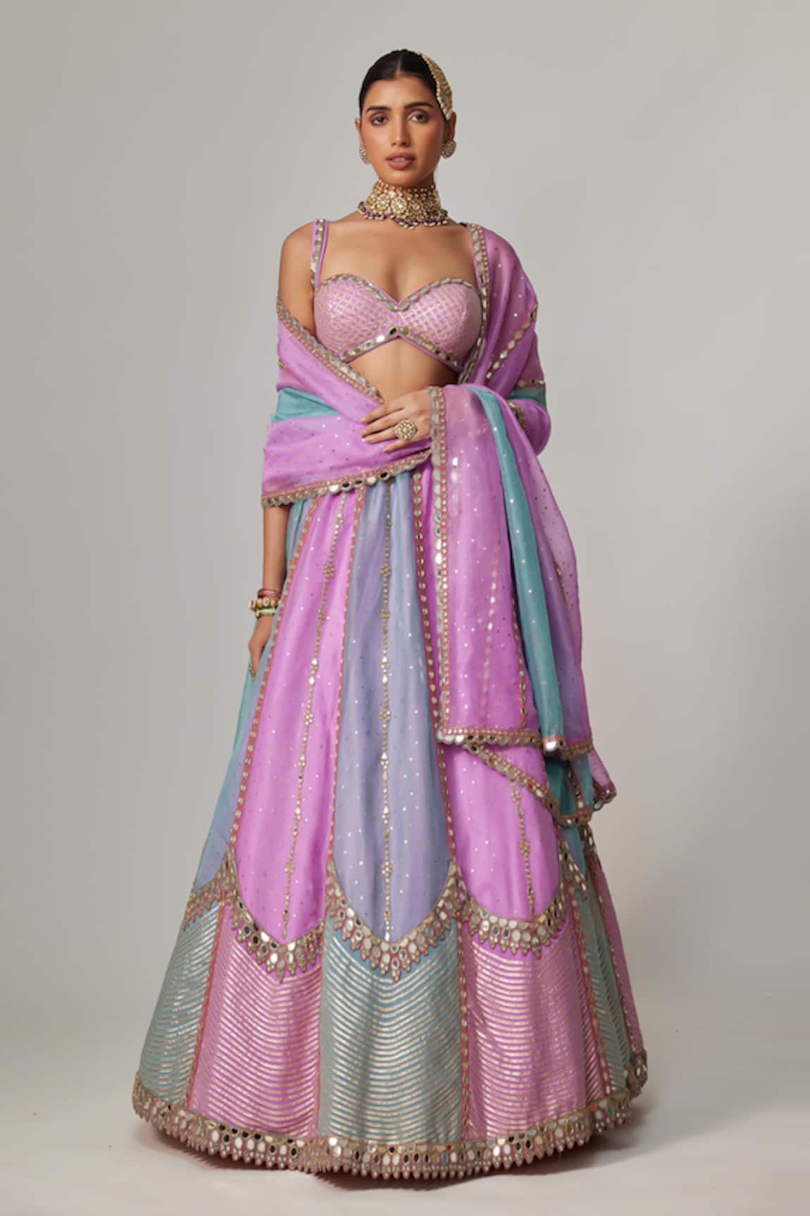 Vvani by Vani Vats Multicolor Organza Lehenga Set 