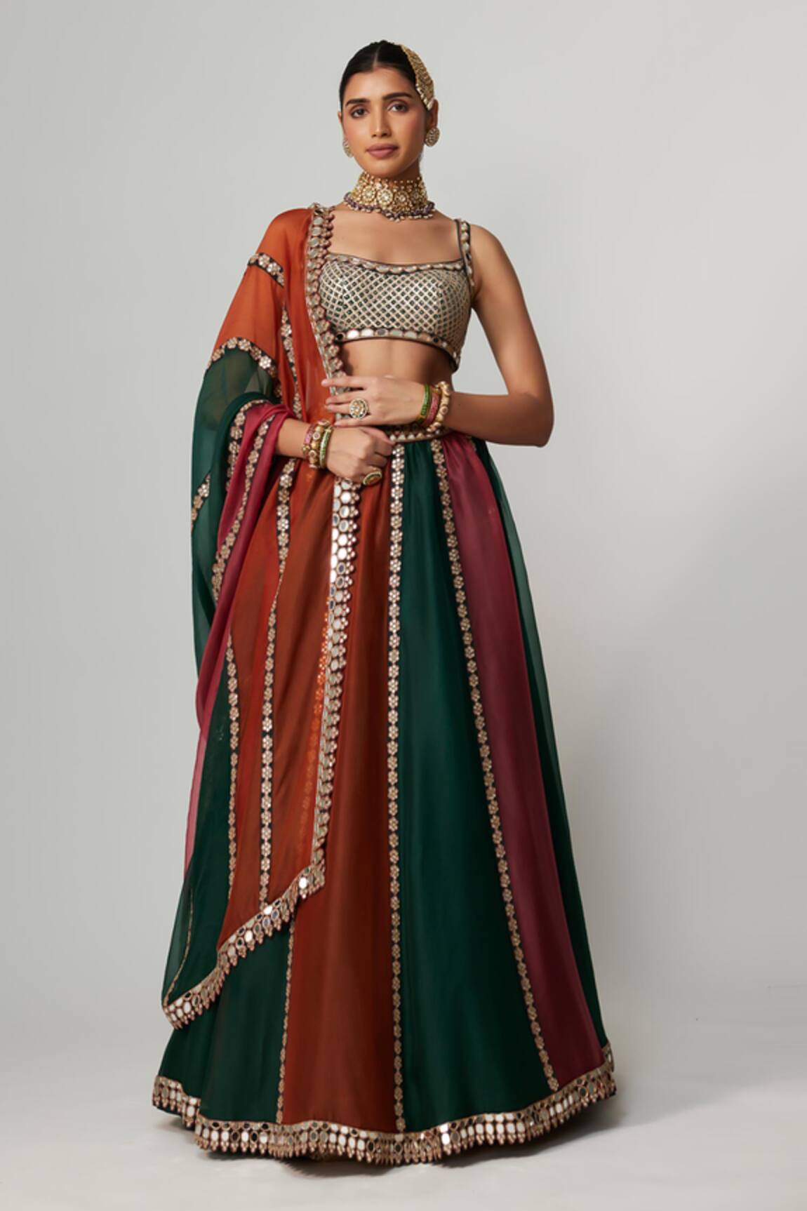 Vvani by Vani Vats Cranberry Multicolor Lehenga Set 