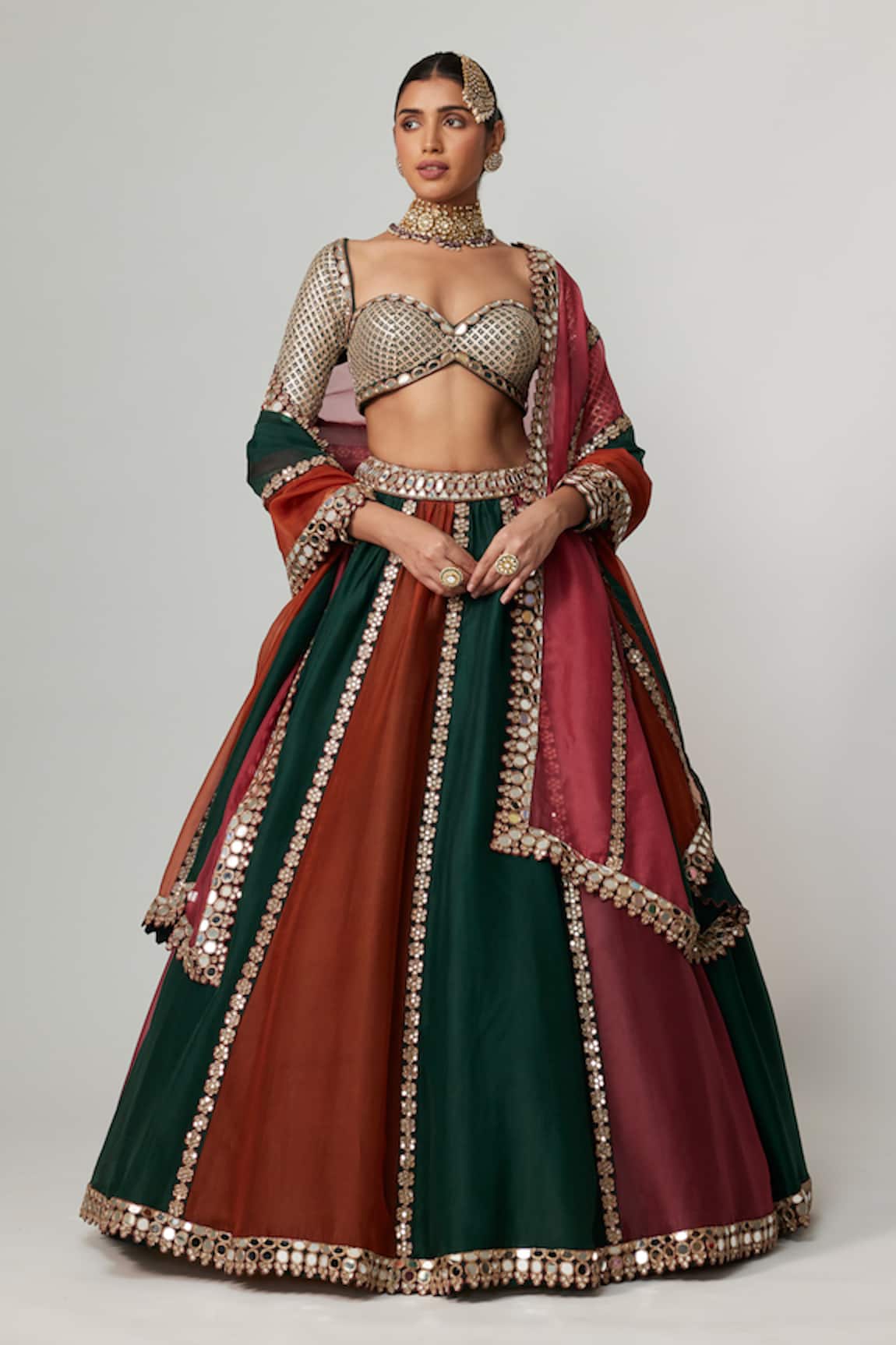 Vvani by Vani Vats Multicolor Linear Lehenga Set 