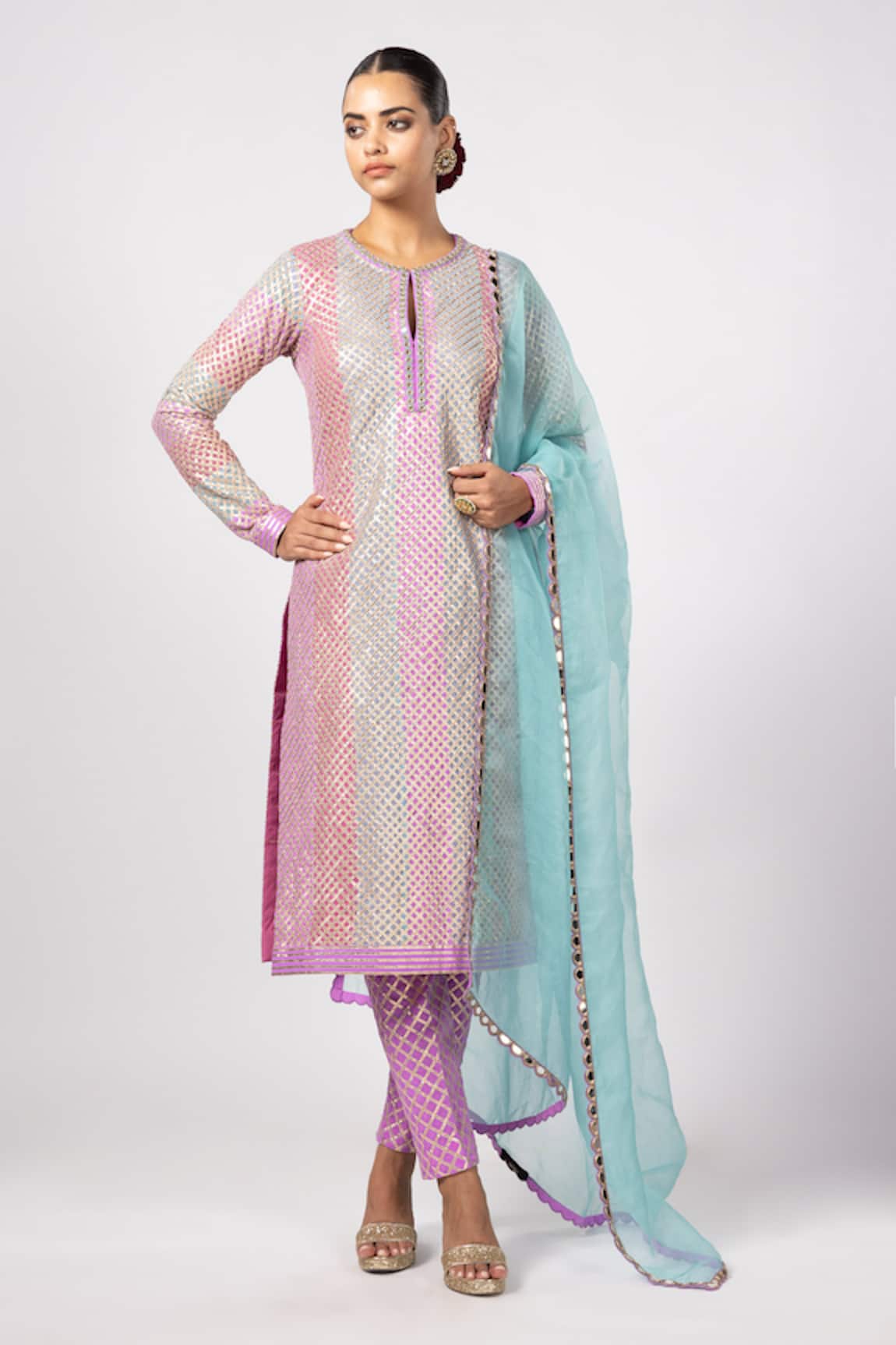 Vvani by Vani Vats Multicolor Aqua Kurta Set 
