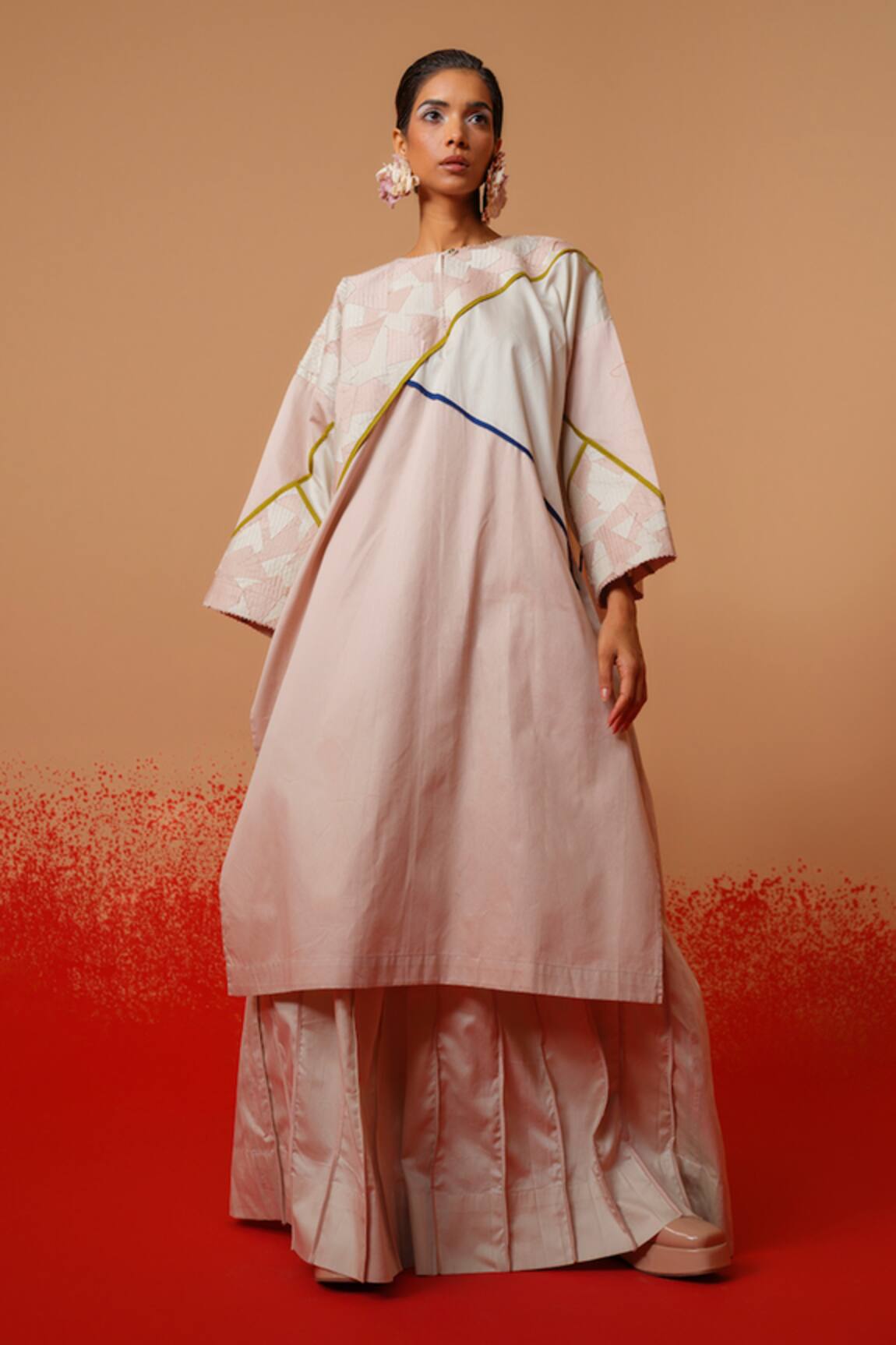 Stoique Designer Grey Pink Palazzo Pant 