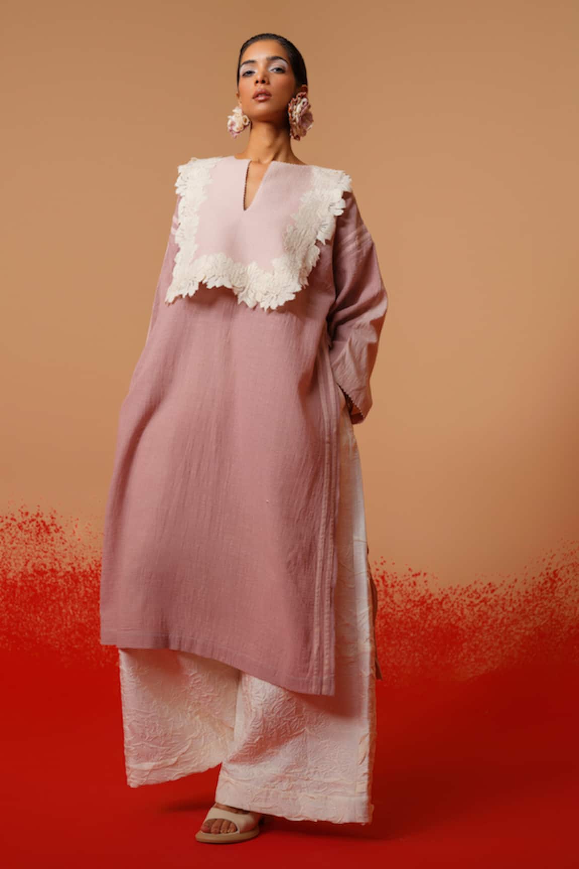 Stoique Designer Rose Pink Long Kurta 