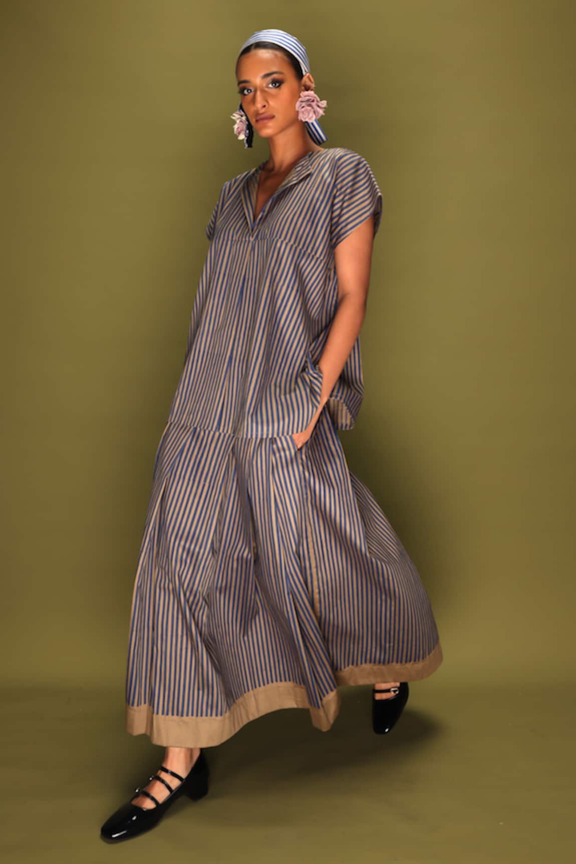 Stoique Striped Midi Skirt 
