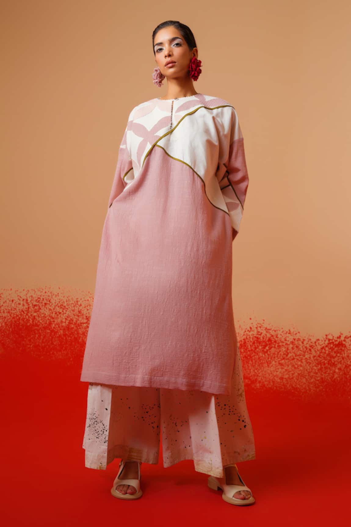 Stoique Crushed Cotton Rose Pink Kurta 