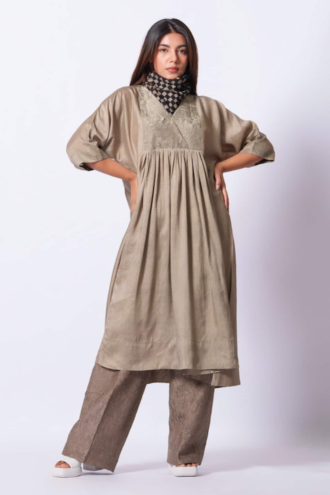 Stoique Designer Grey Mysore Silk Kurta 