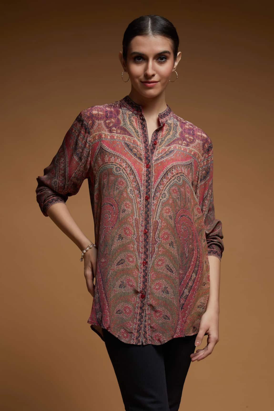 NIRRAAMYAA Brown Paisley Pattern Shirt 