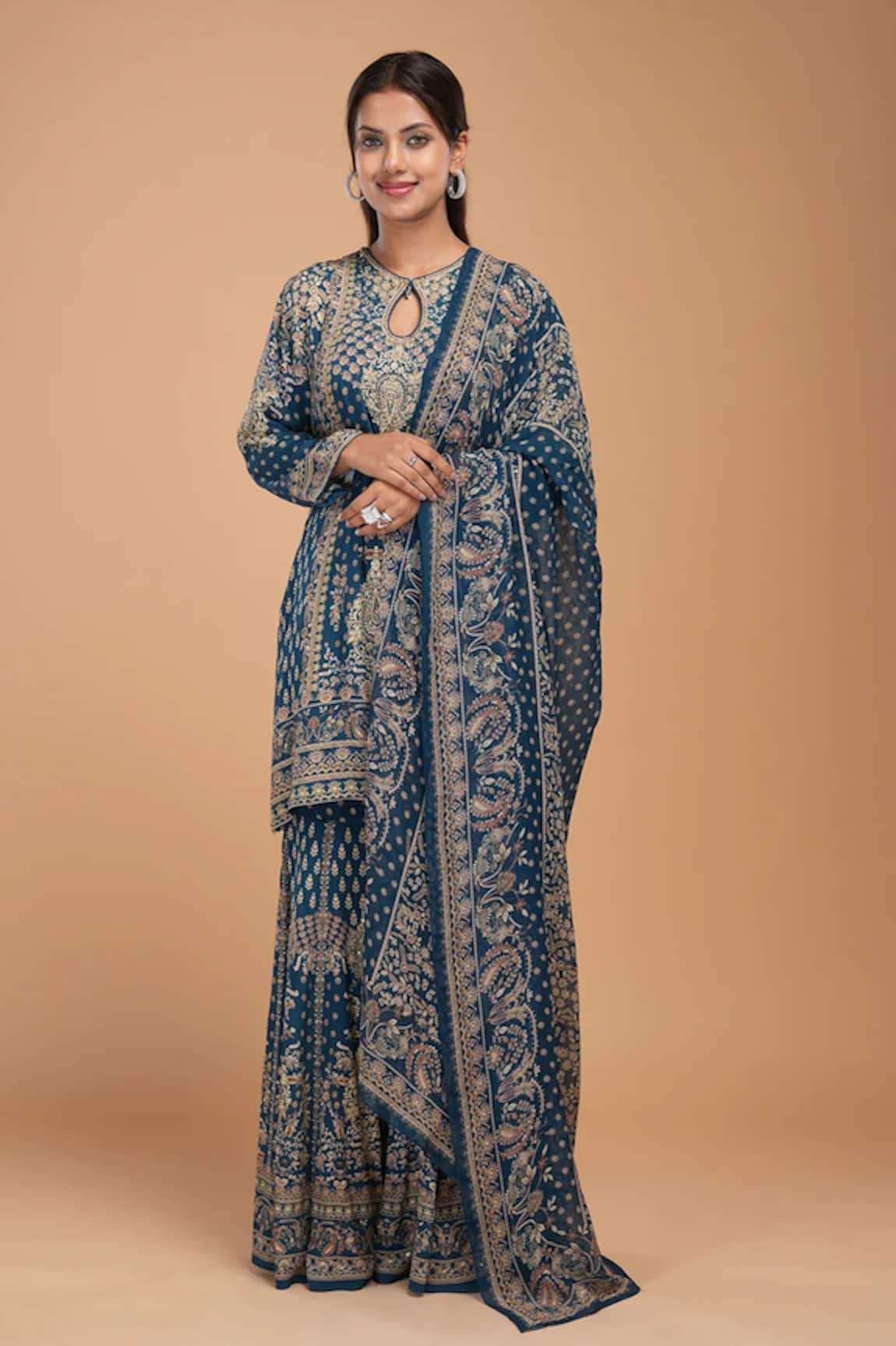 NIRRAAMYAA Designer Blue Kurta Set  