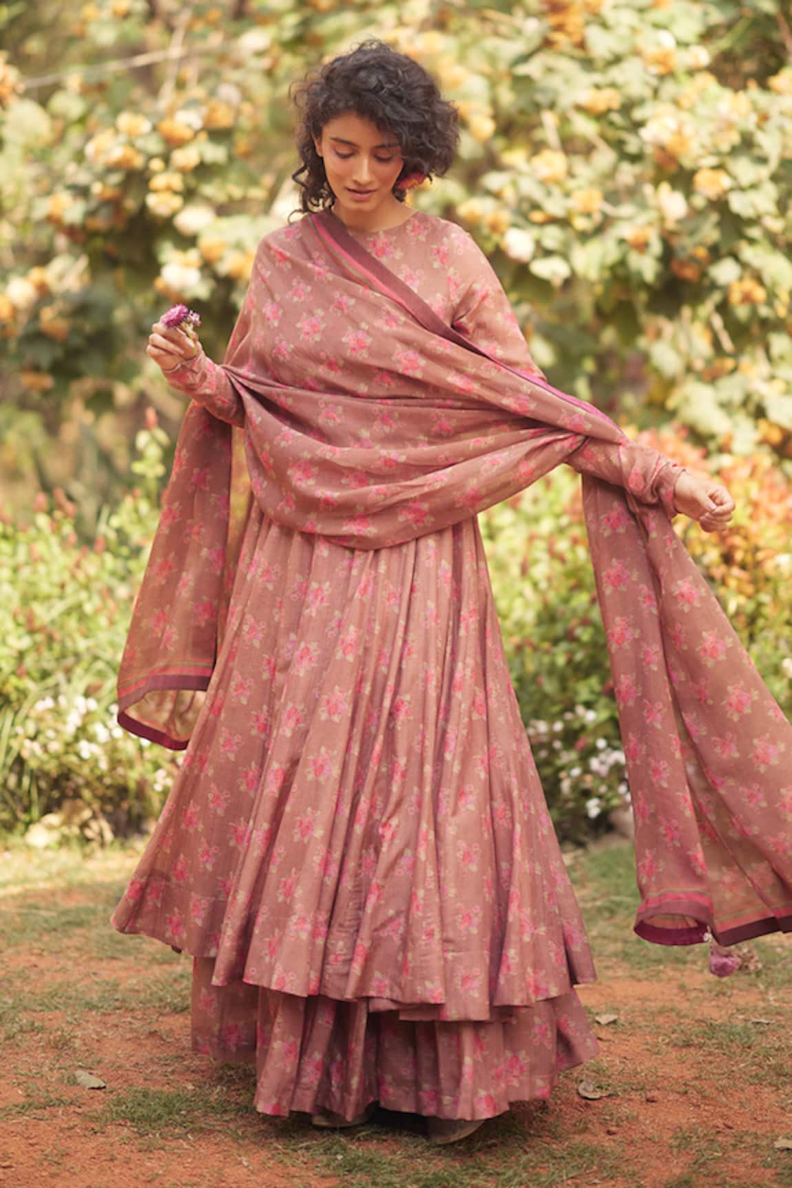 Paulmi and Harsh Vintage Floral Anarkali Set With Dupatta 