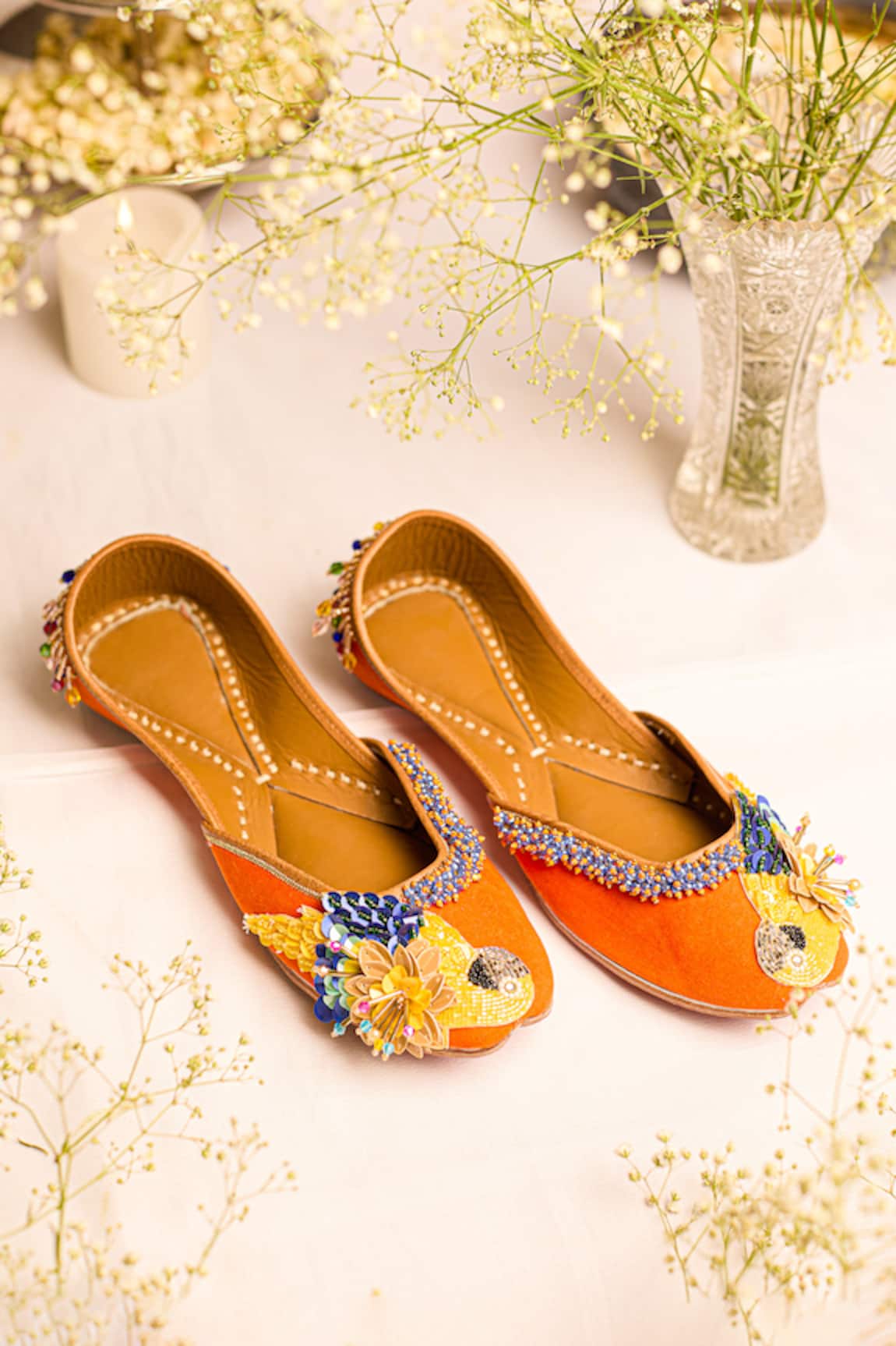 5elements Mahiya Orange Embellished Jutti