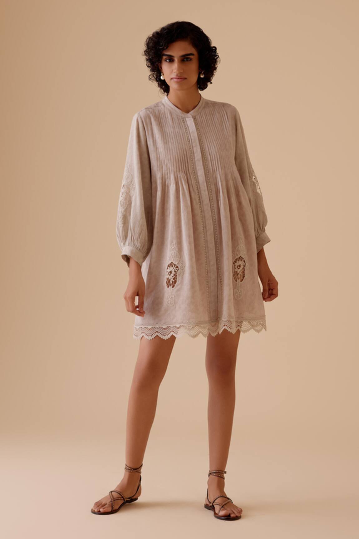 BUNKA Beige Designer Short Dress 