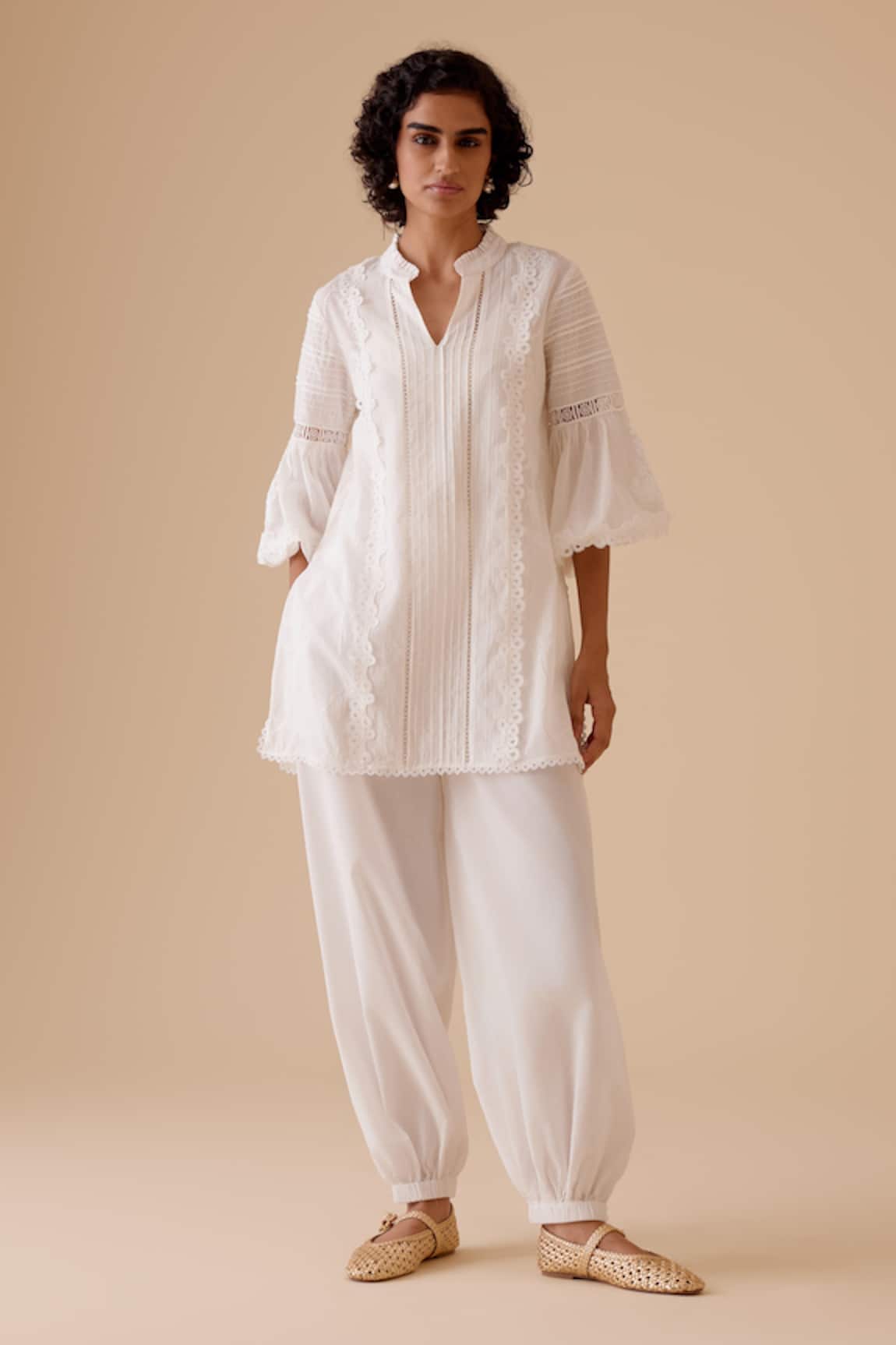 BUNKA Cecile Ivory Harem Pants 