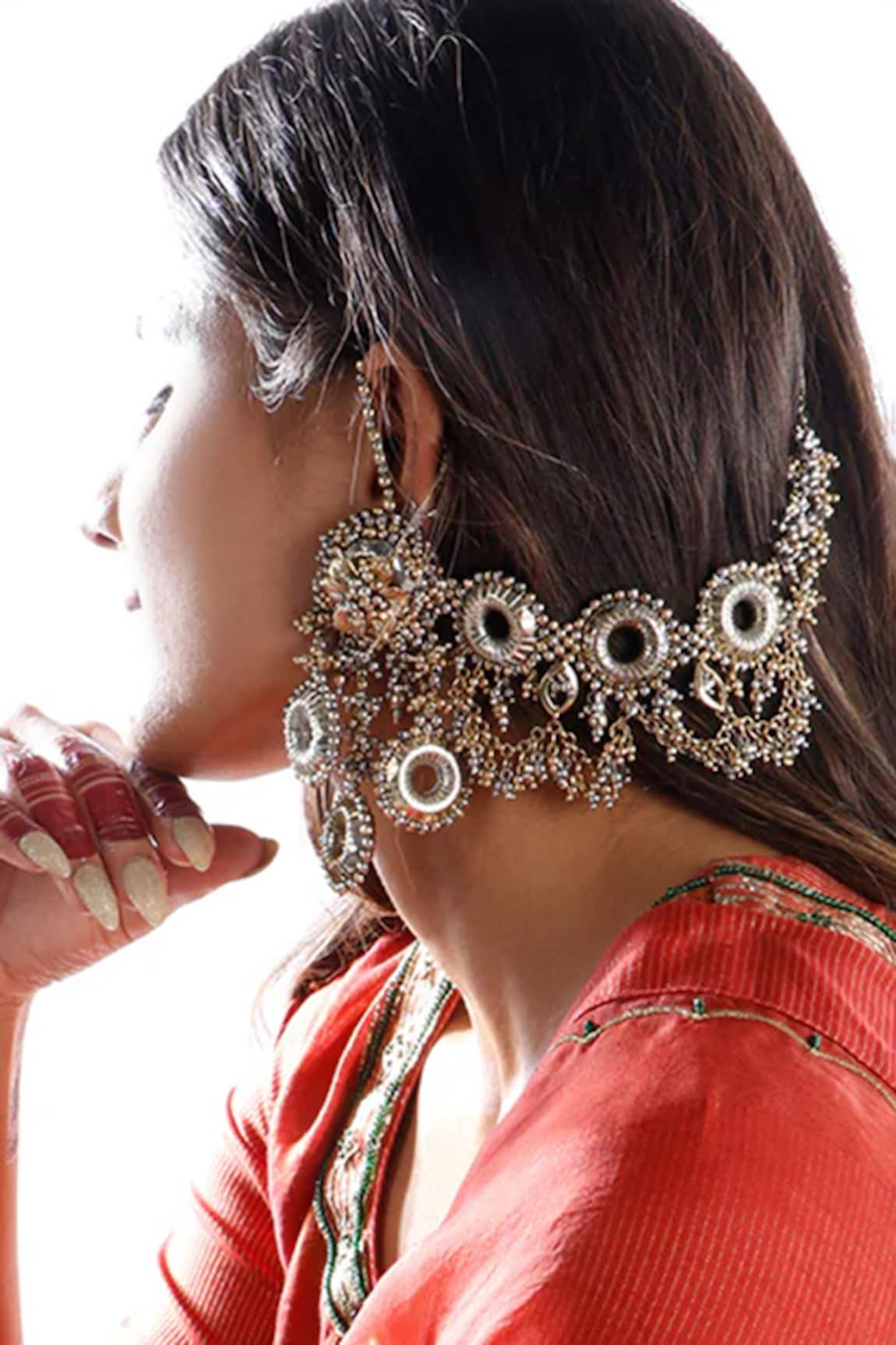 Vaidaan Antique Gold & Silver Dangler Earrings