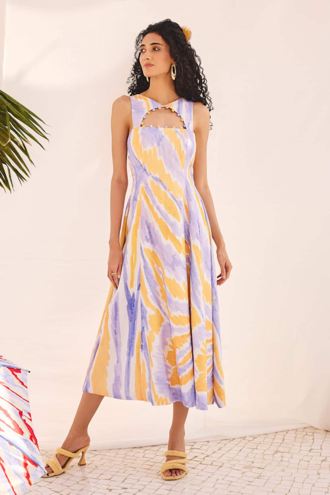 ZiP by Payal & Zinal Multi Color Tie-Dye Midi Dress 