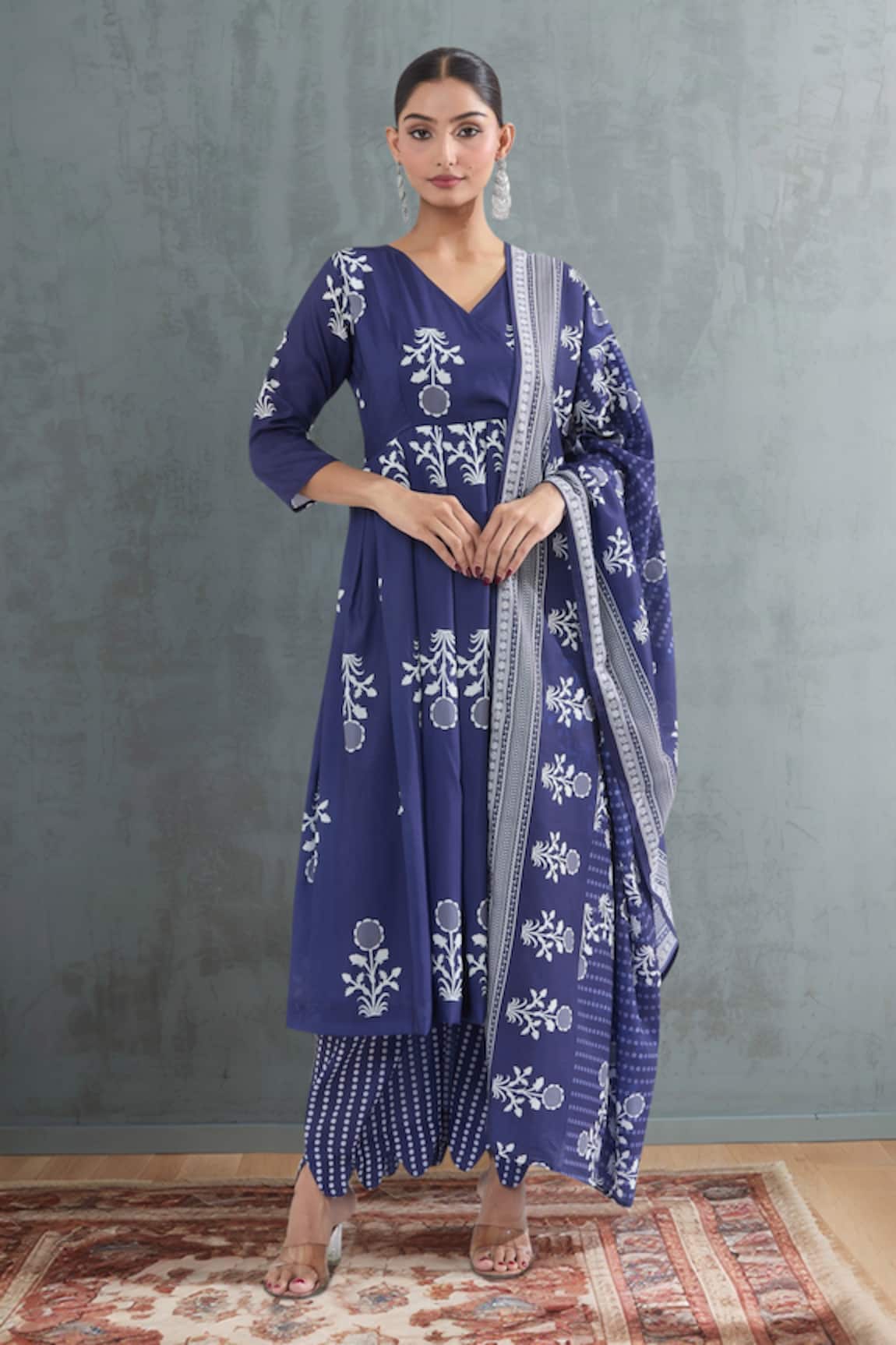 Samyukta Singhania Floral Print Angarkha Kurta Set 