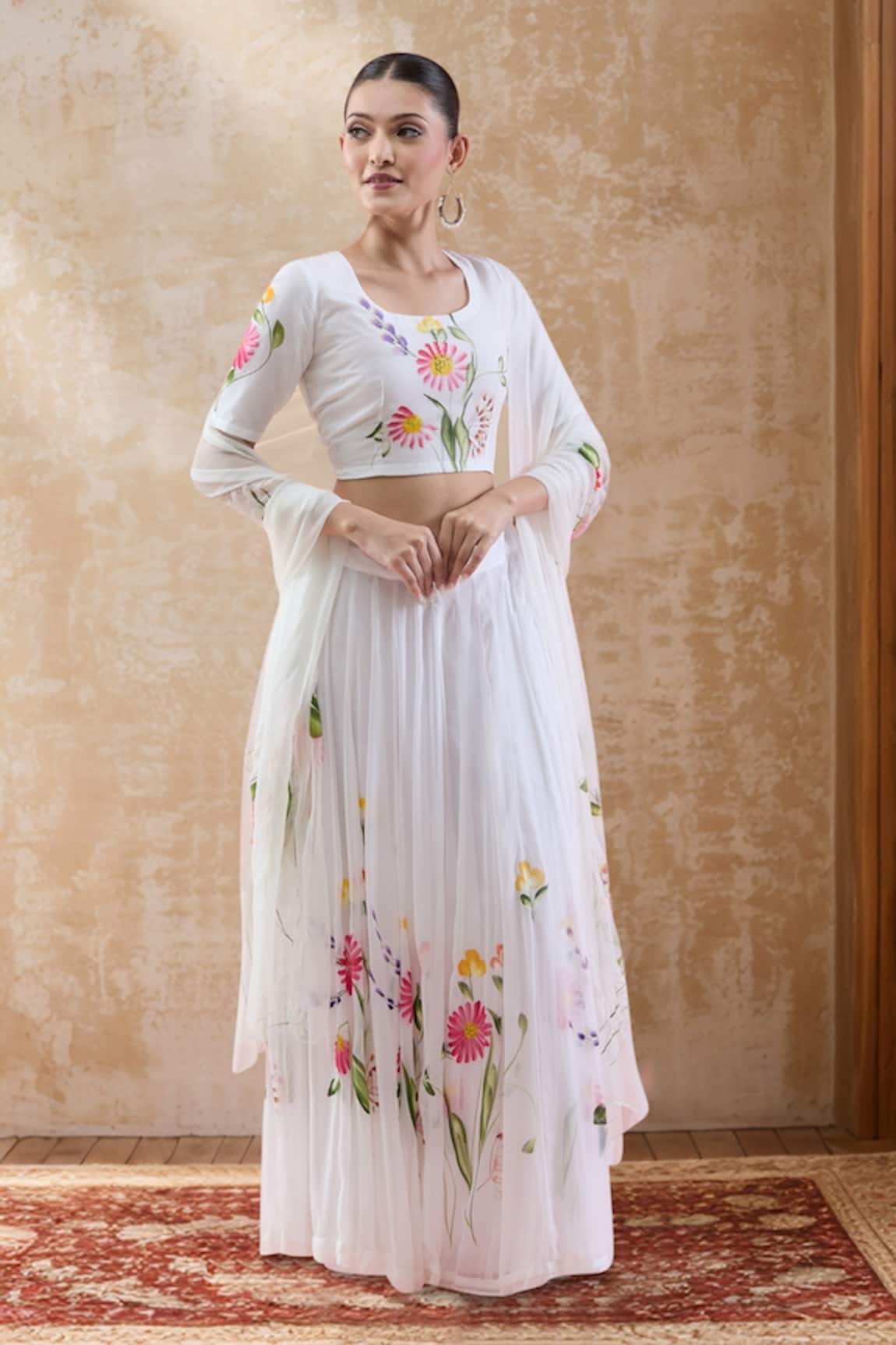 Samyukta Singhania Floral Hand Painted Lehenga Set 