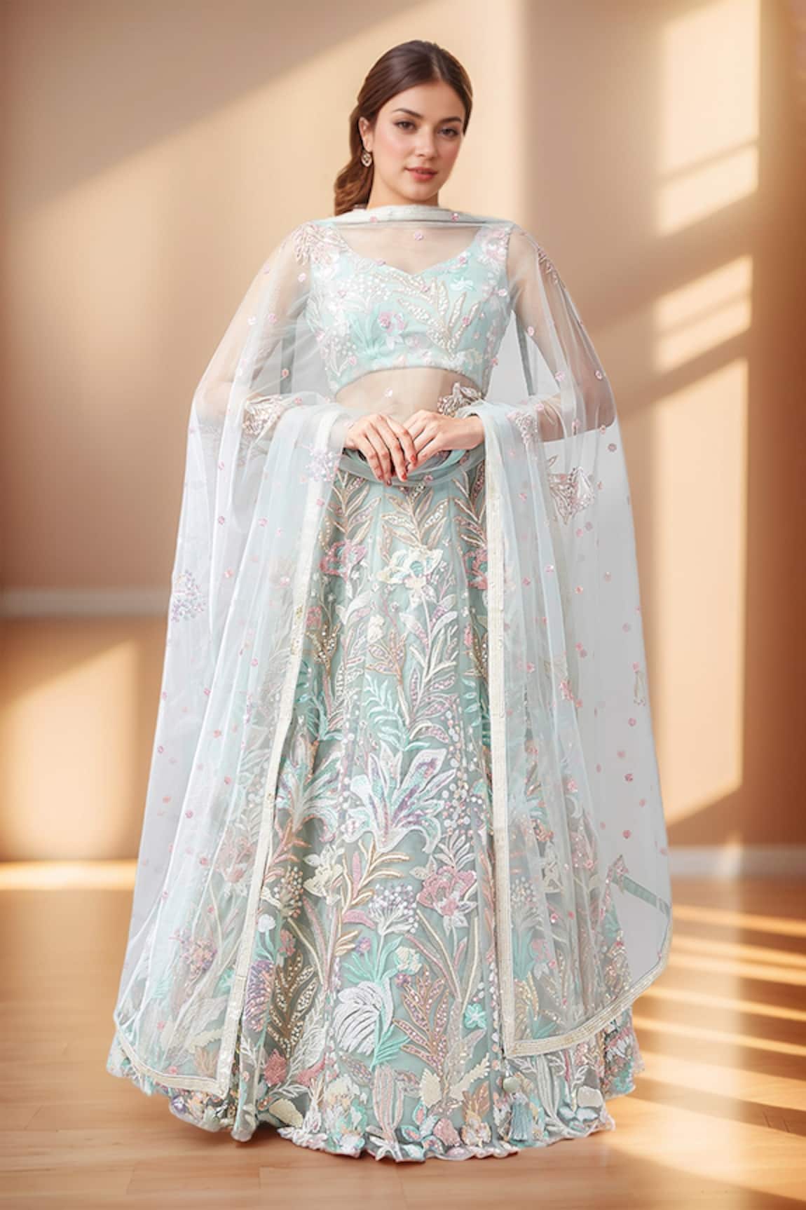 Samyukta Singhania Floral Embroidered Lehenga Set 
